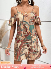 Vestido Ombro Vazado com Estampa Boho Chic P Vestido Ombro Vazado com Estampa Boho Chic