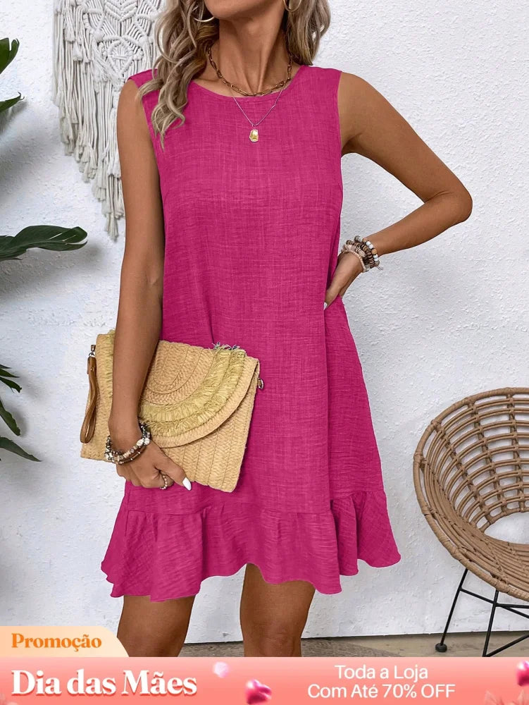 Vestido Soltinho com Babado na Barra Vestido Soltinho com Babado na Barra